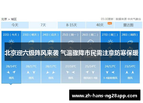 北京迎六级阵风来袭 气温骤降市民需注意防寒保暖
